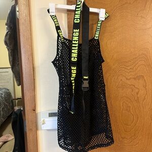 Black Mesh Dress with Neon Yellow Straps